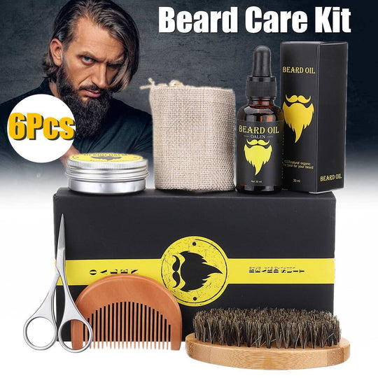 6-Piece Men's Beard Grooming and Care Kit