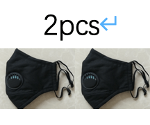 2pcs of black cotton PM2.5 reusable face mask