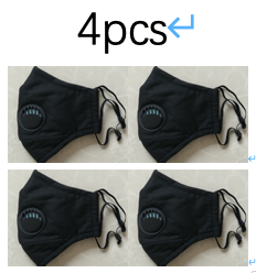 4pcs of black cotton PM2.5 reusable face masks