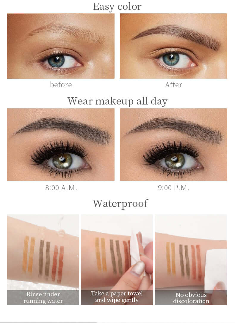 4-Tip 3D eyebrow pen is waterproof, easy to color and smudgeproof