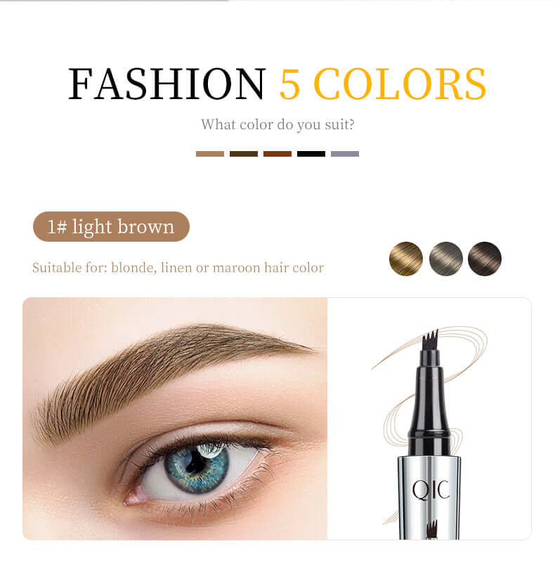 4-Tip Waterproof 3D Eyebrow Pen  in light brown