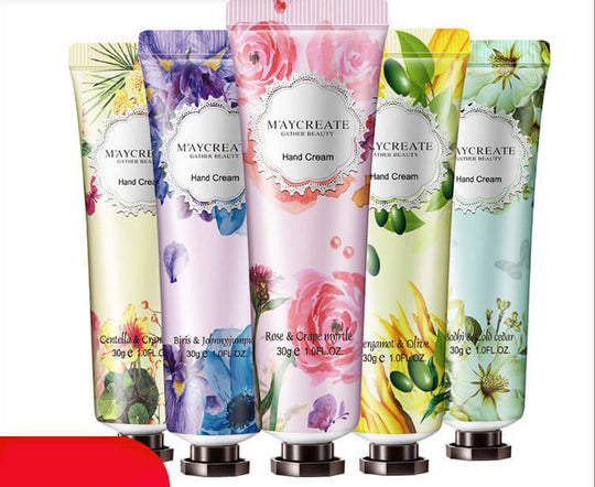 5 Piece floral moisturizing hand cream set 