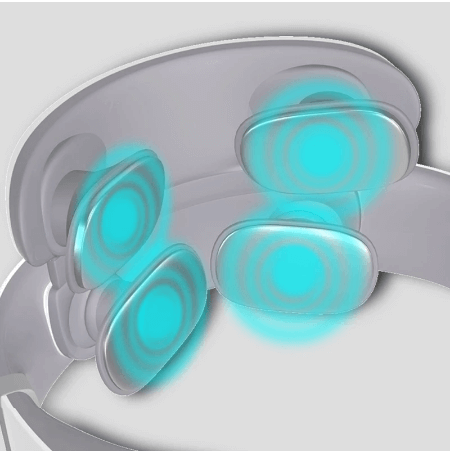 A close view of the heads of a 4-head rechargable wireles neck massager