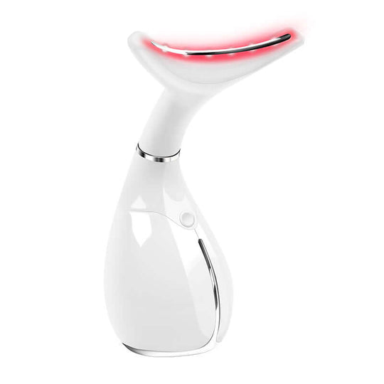 Face and neck care beauty instrument emits red light 