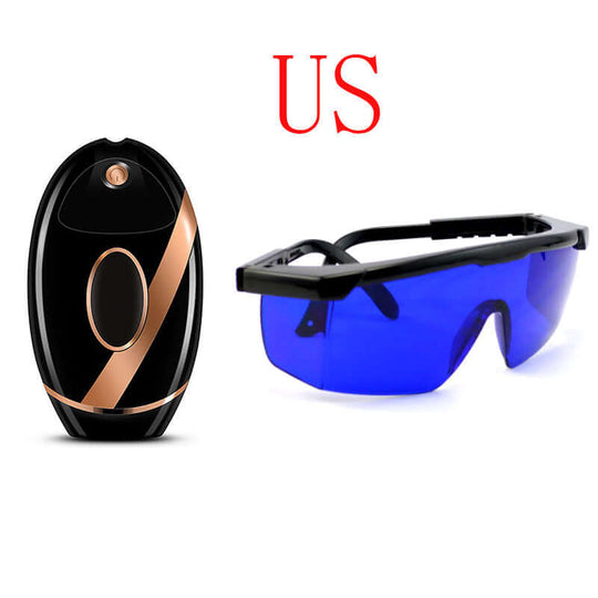 Black IPL hair removal device and a pair of safety glasses