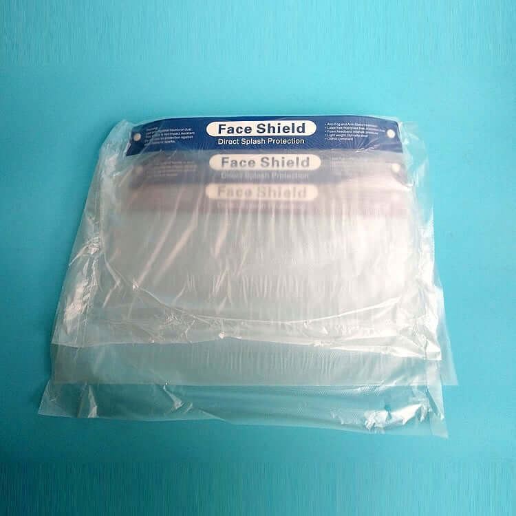 Packed disposable protective face shield mask