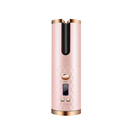 Pink cordless automatic ceramic hair curler 