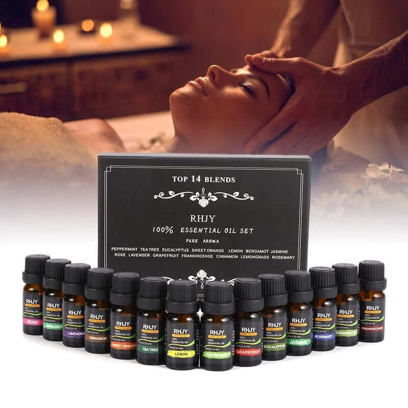 RHJY top 14 essential aromatherapy oils set and a box