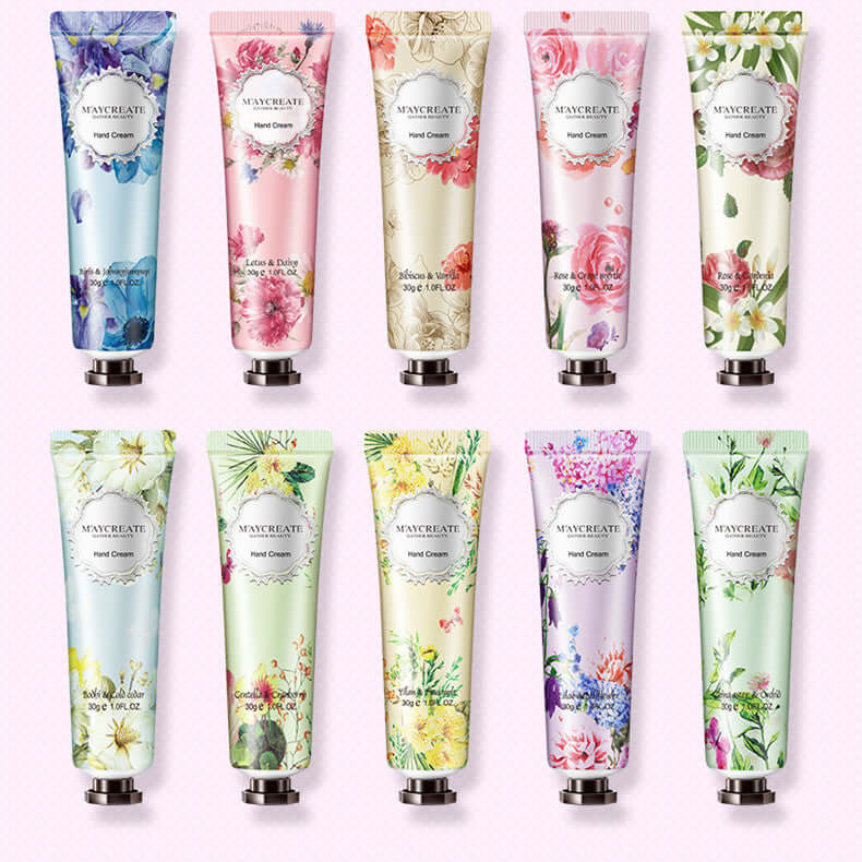 A 10 Pcs floral moisturizing hand cream set 