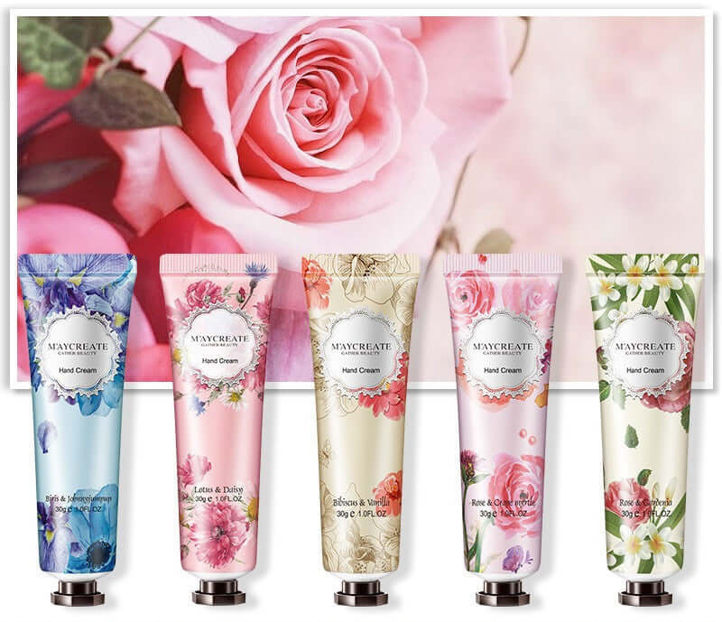 5 Pcs floral moisturizing hand cream set 