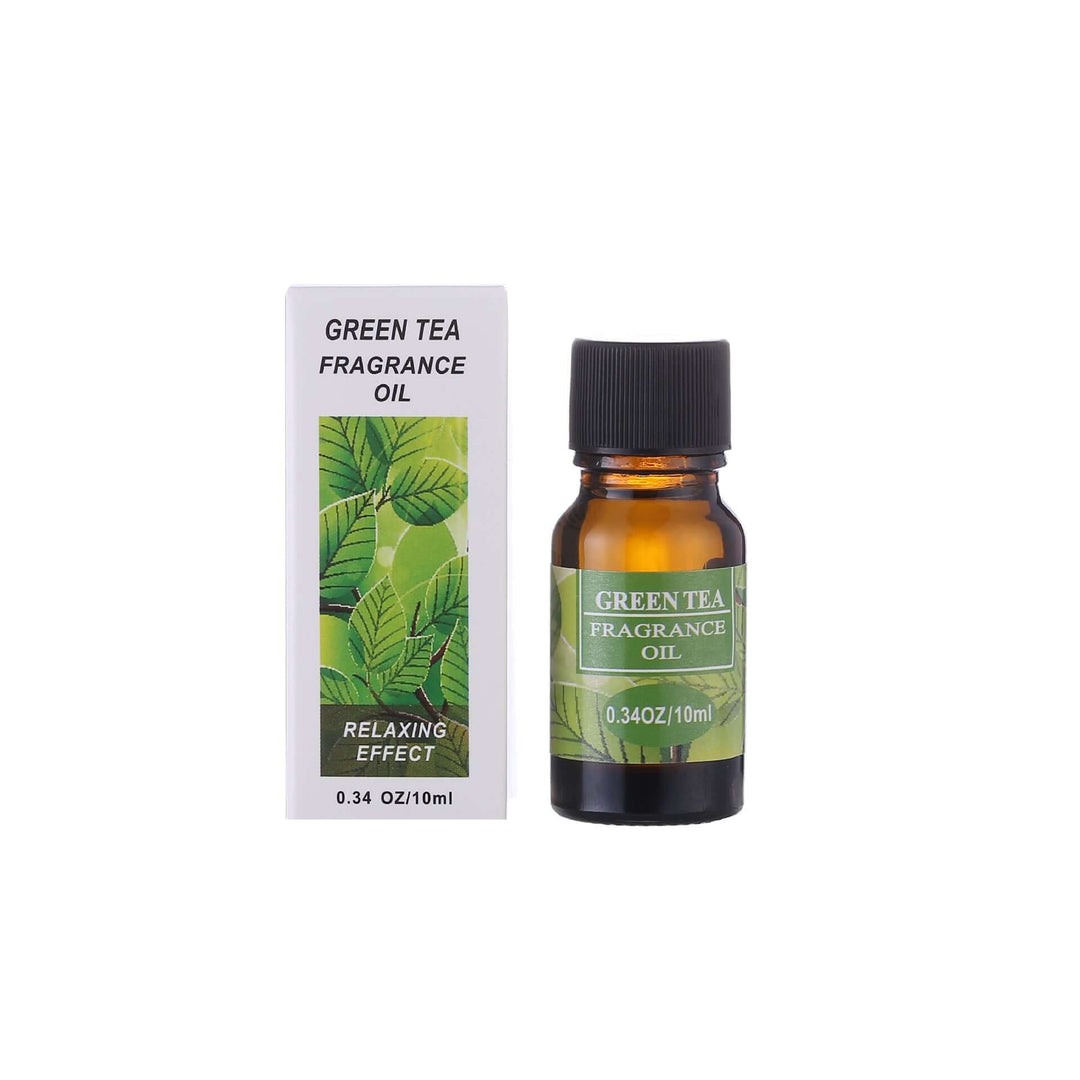 A bottle and a box of one of a green tea fragrance oil 