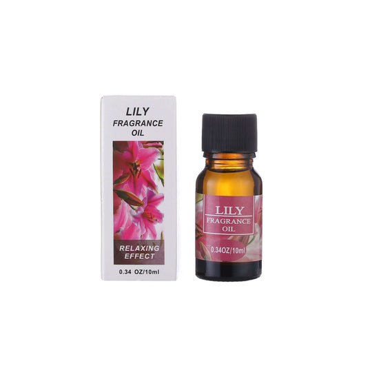 A bottle and abox of a lilium fragrance oil with relaxing effect