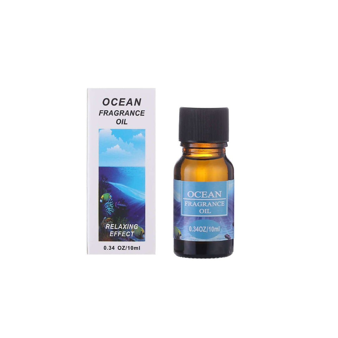 A bottle and a box of an ocean fragrance oil with relaxing effect