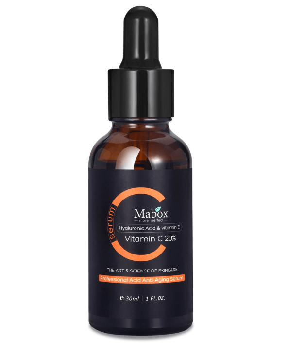 A bottle of Mabox anti-wrinkle Vitamin C serum