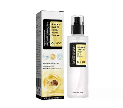 A bottle and a box of snail mucin 96 power repairing essence 