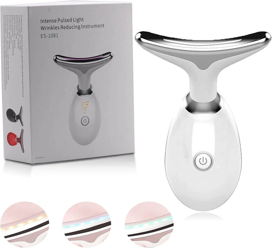 The anti-wrinkle face and neck massager and its box