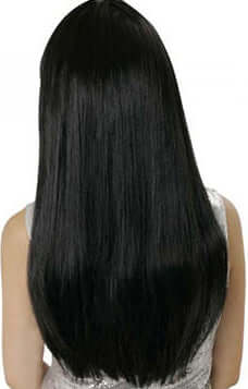 Back view of a woman with beautiful black long hair