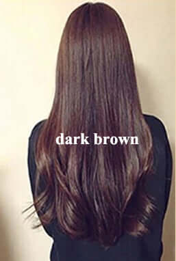 Back view of a woman with beautiful dark brown long hair