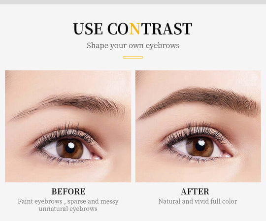 Before and after use of 4-tip 3D eyebrow pen