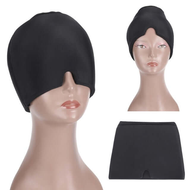 Black headache relief hat for migraine relief 