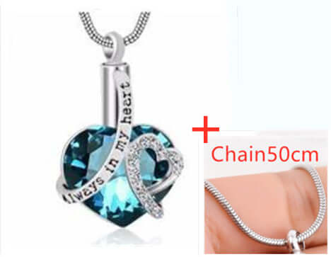 Blue always in my heart jewellery urn pendant and a 50 cm chain