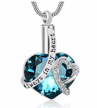 Blue always in my heart jewellery urn pendant on a chain