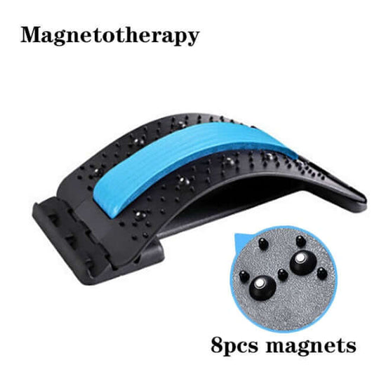 Blue and black magnetotherapy multi-level adjustable back massager - 8 pcs magnets