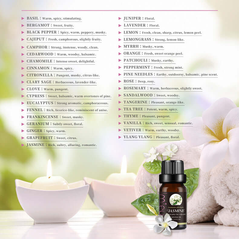 Different types of essential oils 