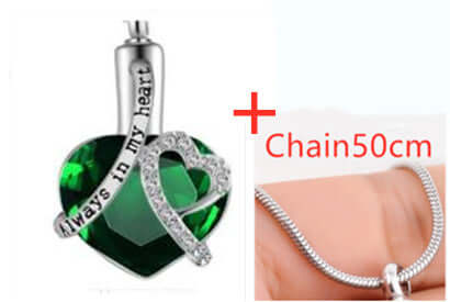 Green always in my heart jewellery urn pendant and a 50 cm chain