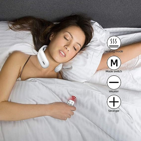 Girl sleeping with an Intelligent electric pulse neck massager with adjustable modes