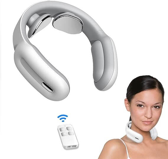 Intelligent electric pulse neck massager and a girl wearing it