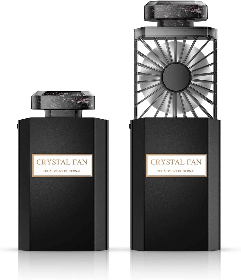 Opened and closed crystal perfume fan