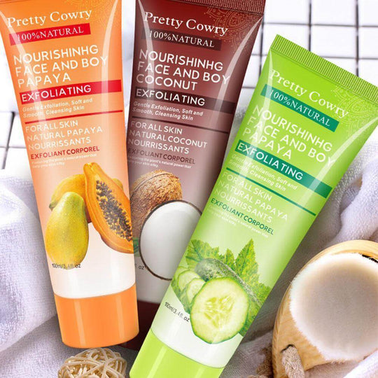 Papaya, cucumber and cocoa  facial exfoliating and moisturizing gel creams 