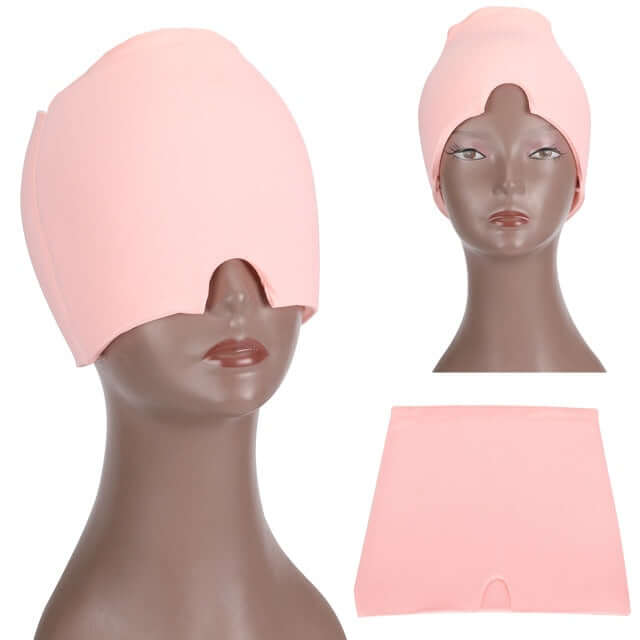 Pink headache relief hat for migraine relief