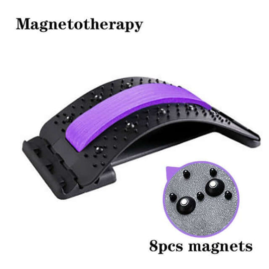 Purple and black magnetotherapy multi-level adjustable back massager - 8 pcs magnets