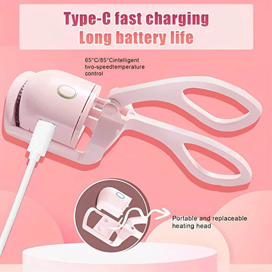 Rechargable electric  eyelash curler has type c fast charging and a long battery life