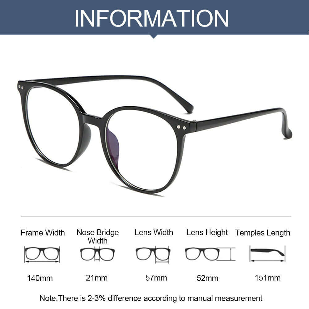 Sizes of the stylish blue light protection glasses