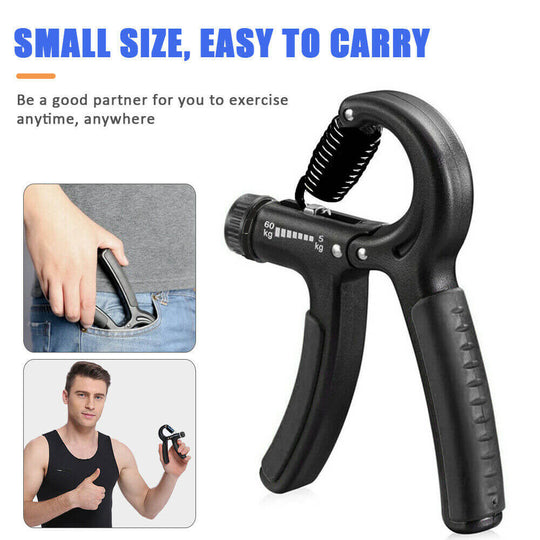 The adjustable hand gripper has a small size and is easy to carry