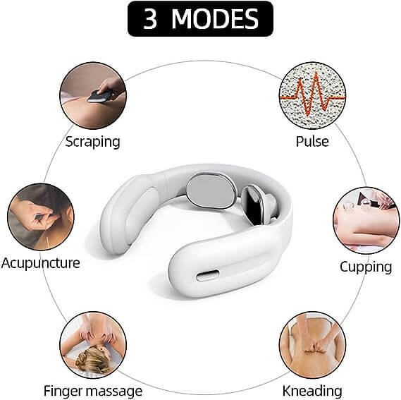 Intelligent Electric Pulse Massager with built-in 6 massage modes (scraping, acupuncture, finger massage, cupping, kneading and pulse massage)