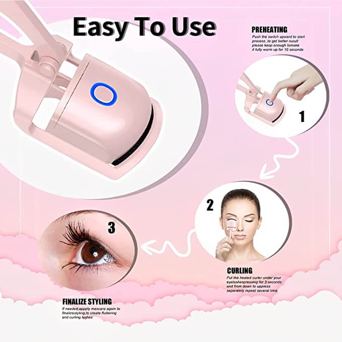 The rechargable electric  eyelash curleris easy to use