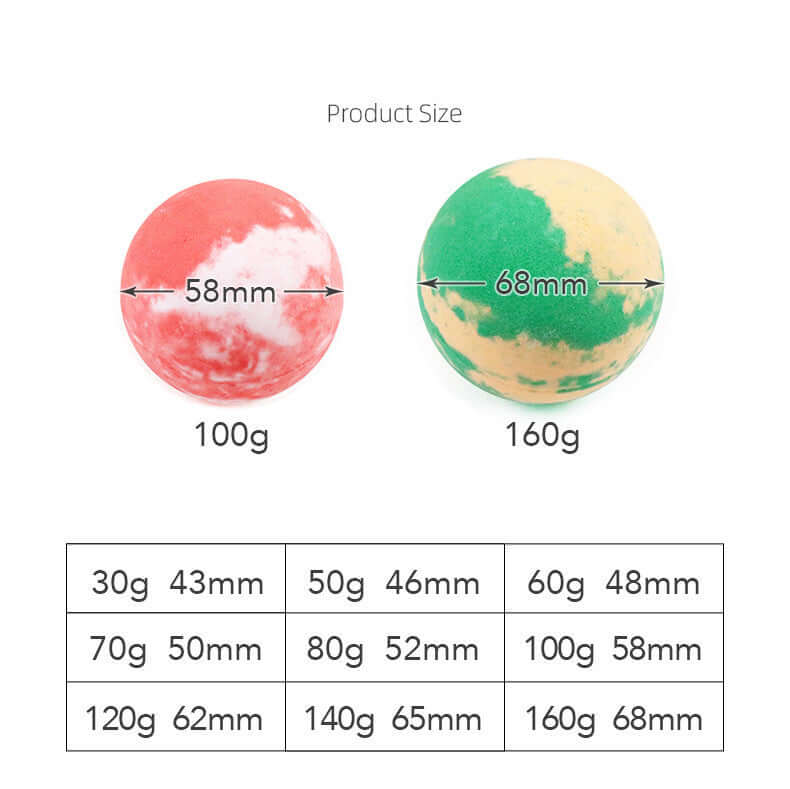 The sizes of 30-160 g shower steamer aromatherapy tablets