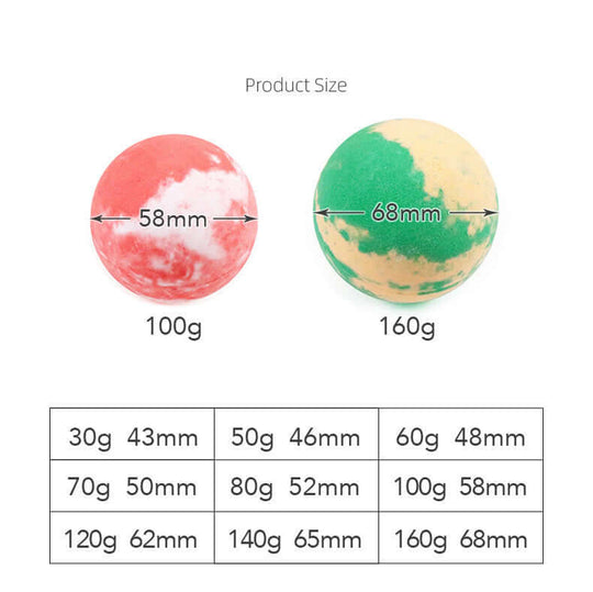 The sizes of 30-160 g shower steamer aromatherapy tablets