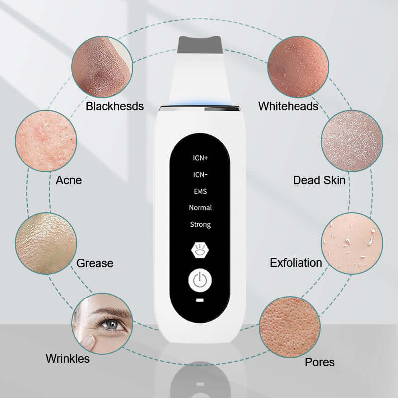 What can be treated with the ultrasonic skin scrubber 