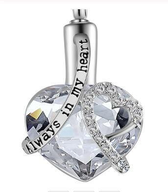 White always in my heart jewellery urn pendant on a chain