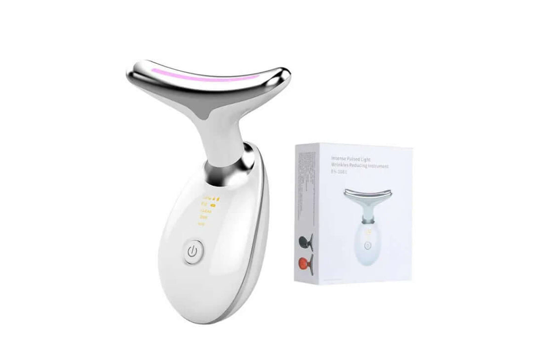 White anti-wrinkle face and neck massager