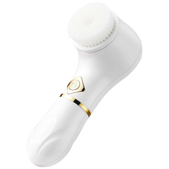 White electric facial cleansing device