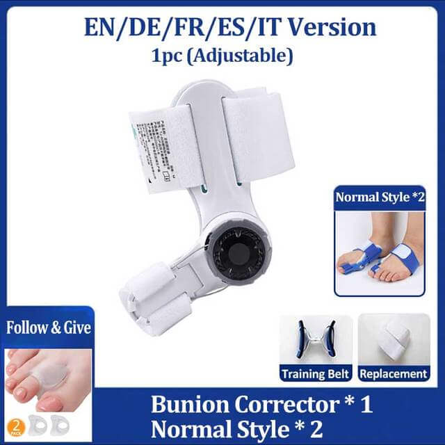 Adjustable bunion corrector*1, Normal style*2 - EN/DE/FR/ES/IT, 1 pc 