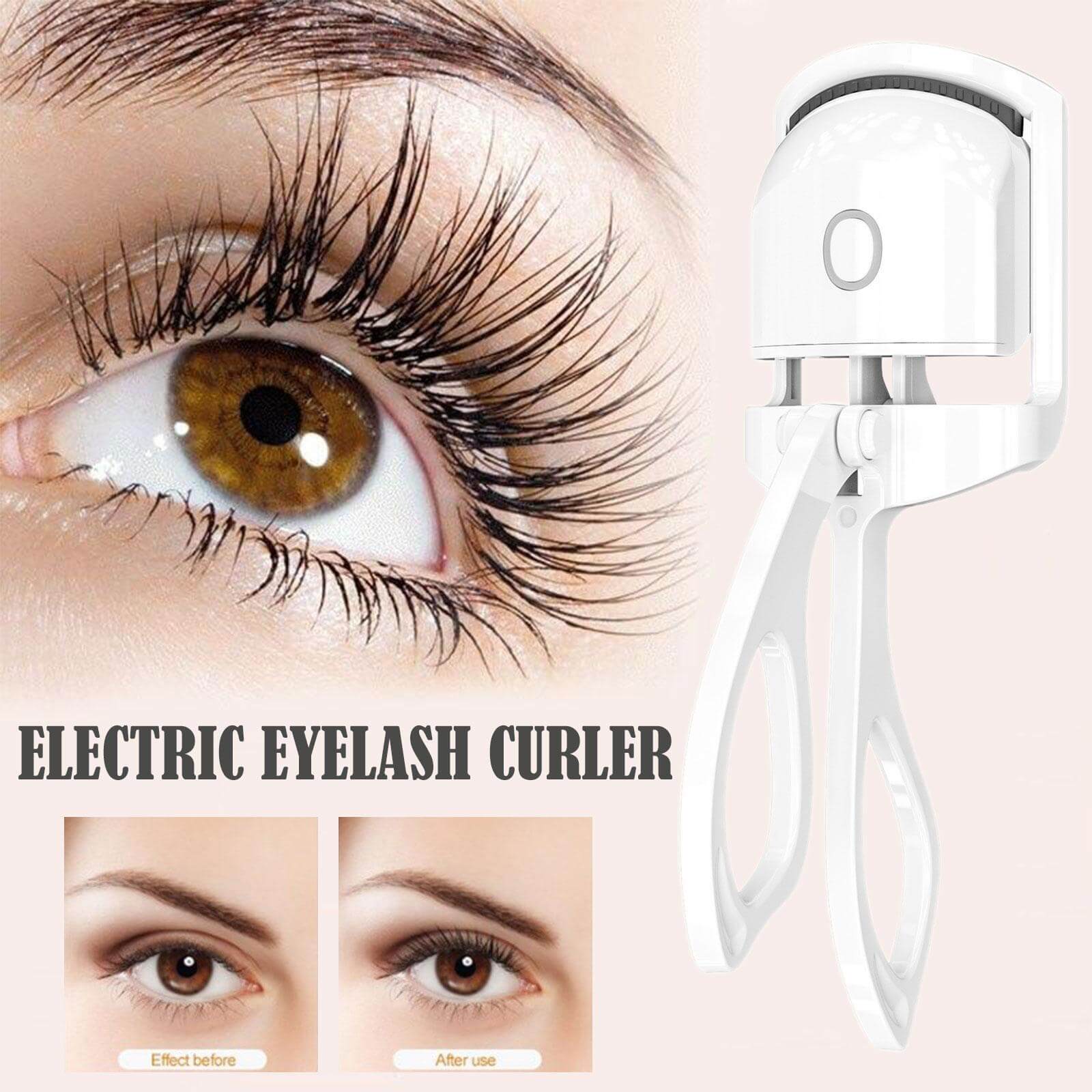 Before and after usage of a rechargable electric  eyelash curler