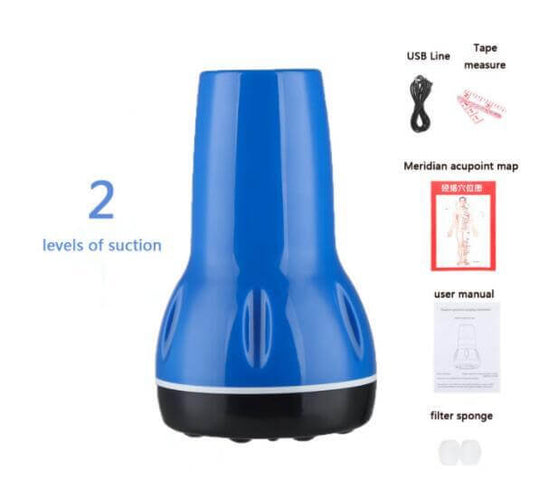 Benefits and what is included in the package of a two levels of suctionelectric vacuum cupping massager