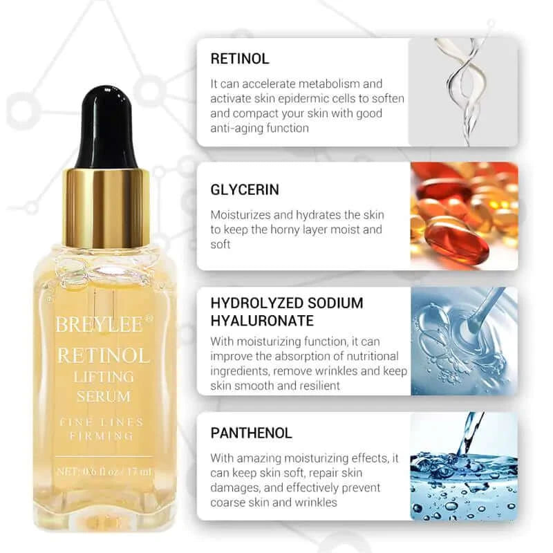 Ingredients of Breylee retinol firming and lifting serum